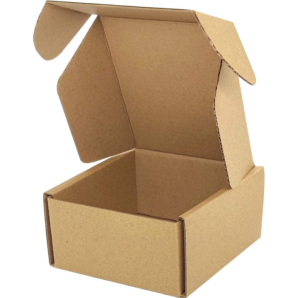 4x4x2 Shipping Boxes Set of 25, Brown Mailer Corrugated Cardboard Box