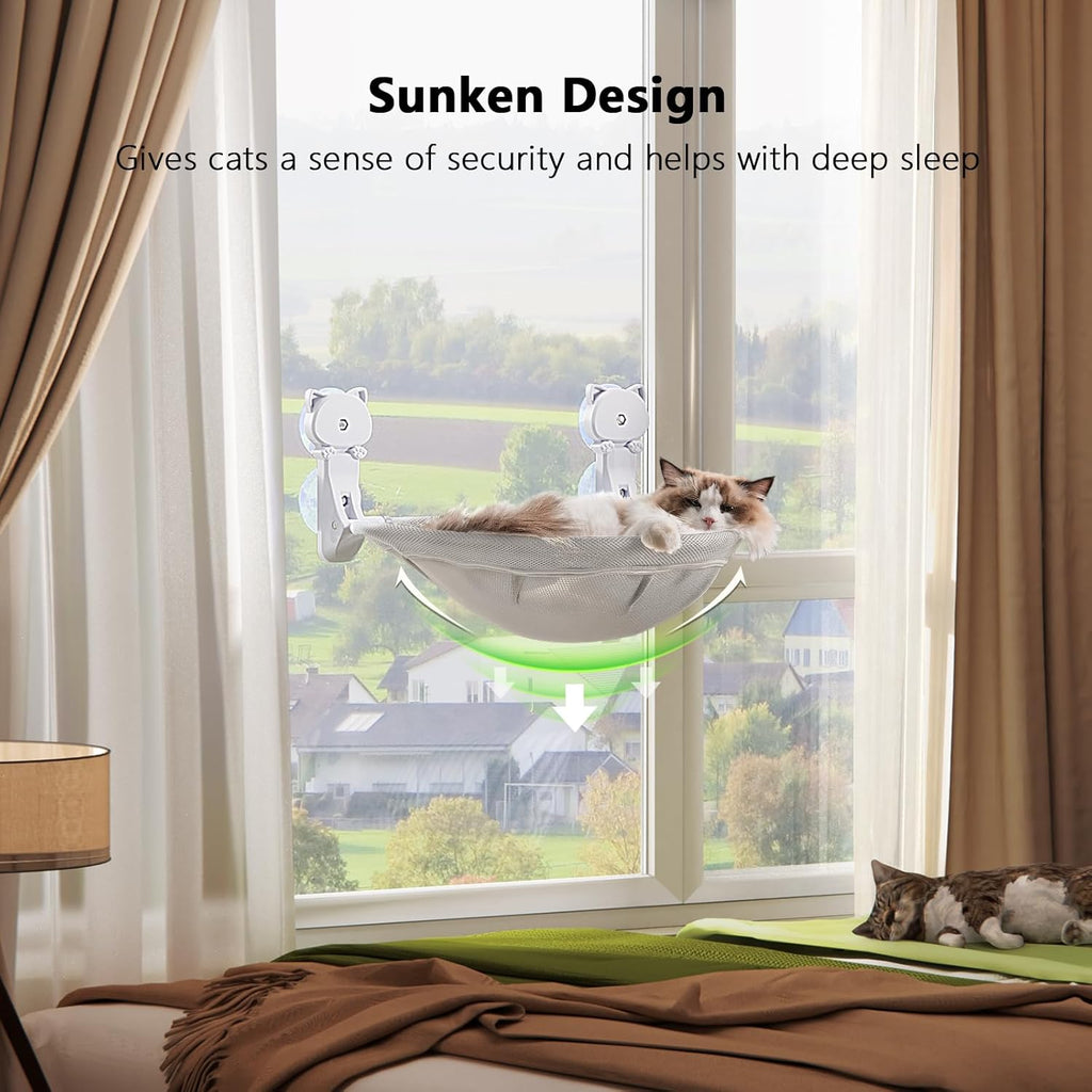 Cat Window Perch Cordless, Glow in The Dark & Stable Cat Beds- Breathable Window Hammock for Overlooking, Sunbathing
