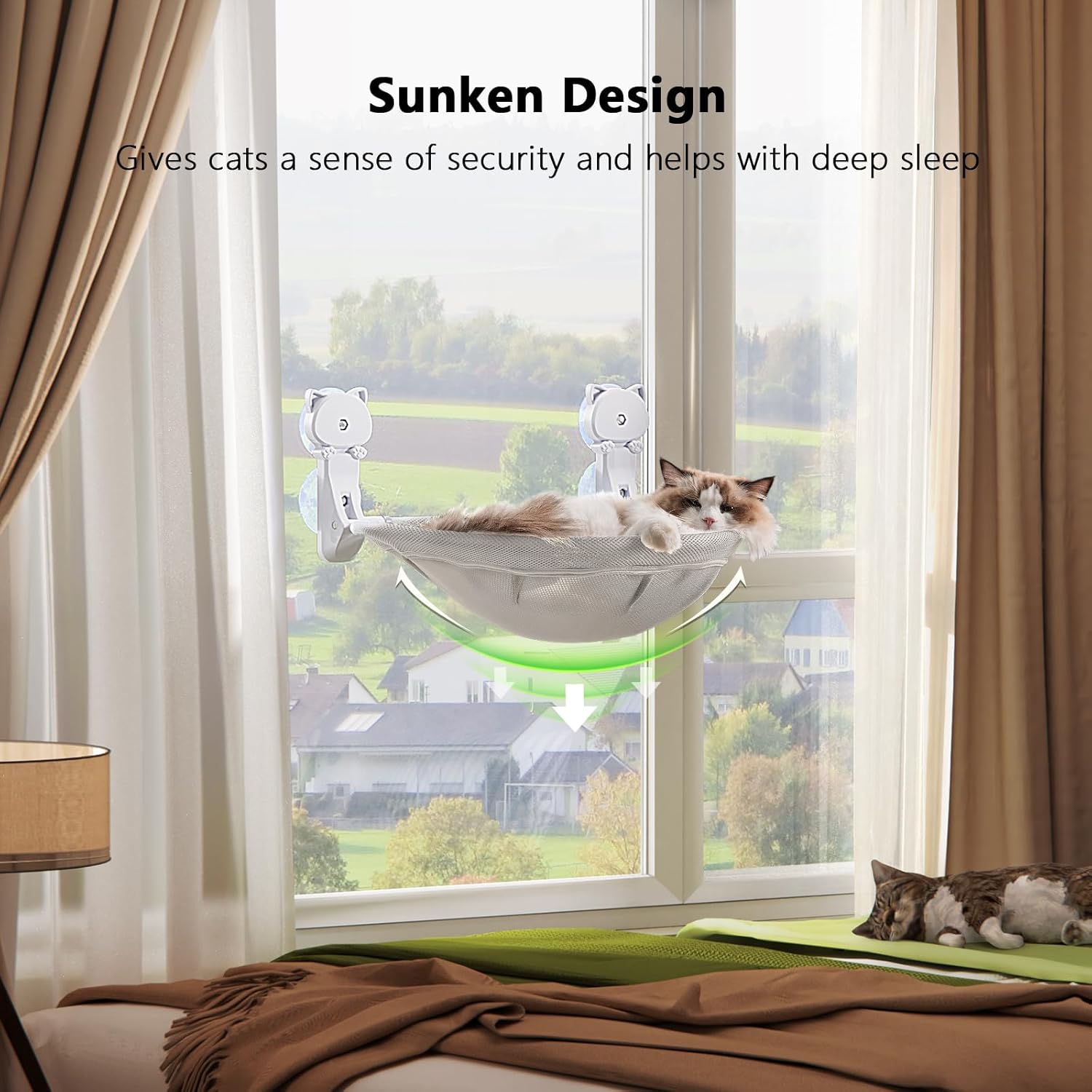 Cat Window Perch Cordless, Glow in The Dark & Stable Cat Beds- Breathable Window Hammock for Overlooking, Sunbathing