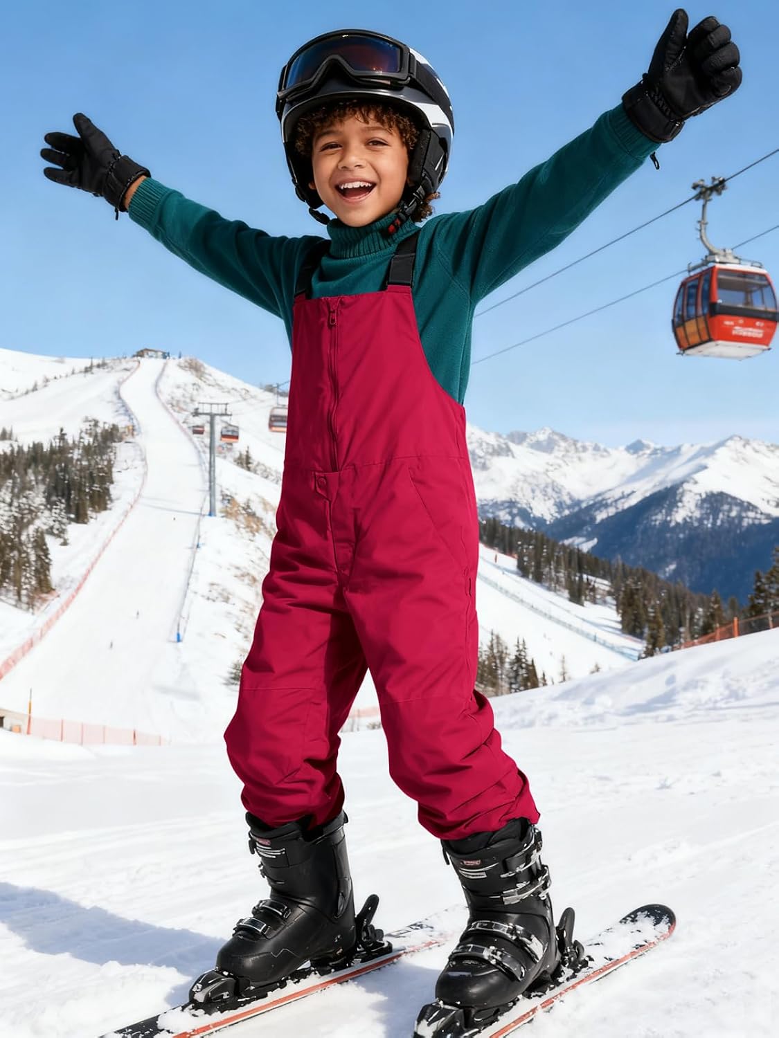 Boys Snow Bibs Kids Ski Pants 5-14 Years | Waterproof, Insulated, Snowboard, Winter Overalls