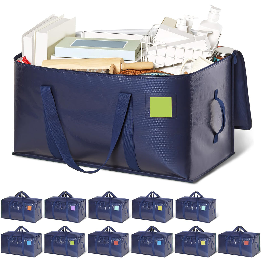 Moving Bags Heavy Duty Extra Large 110LB Storage Bags, 12 Pack-Blue