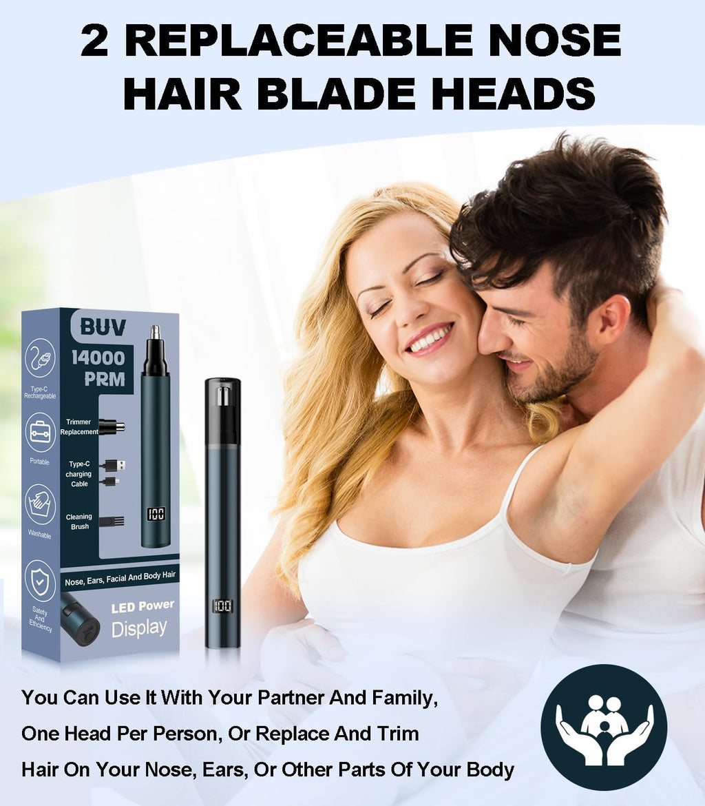 Nose Hair Trimmer for Men with LED Display- 2026 Professional Painless Ear Hair Trimmers for Women, USB Rechargeable