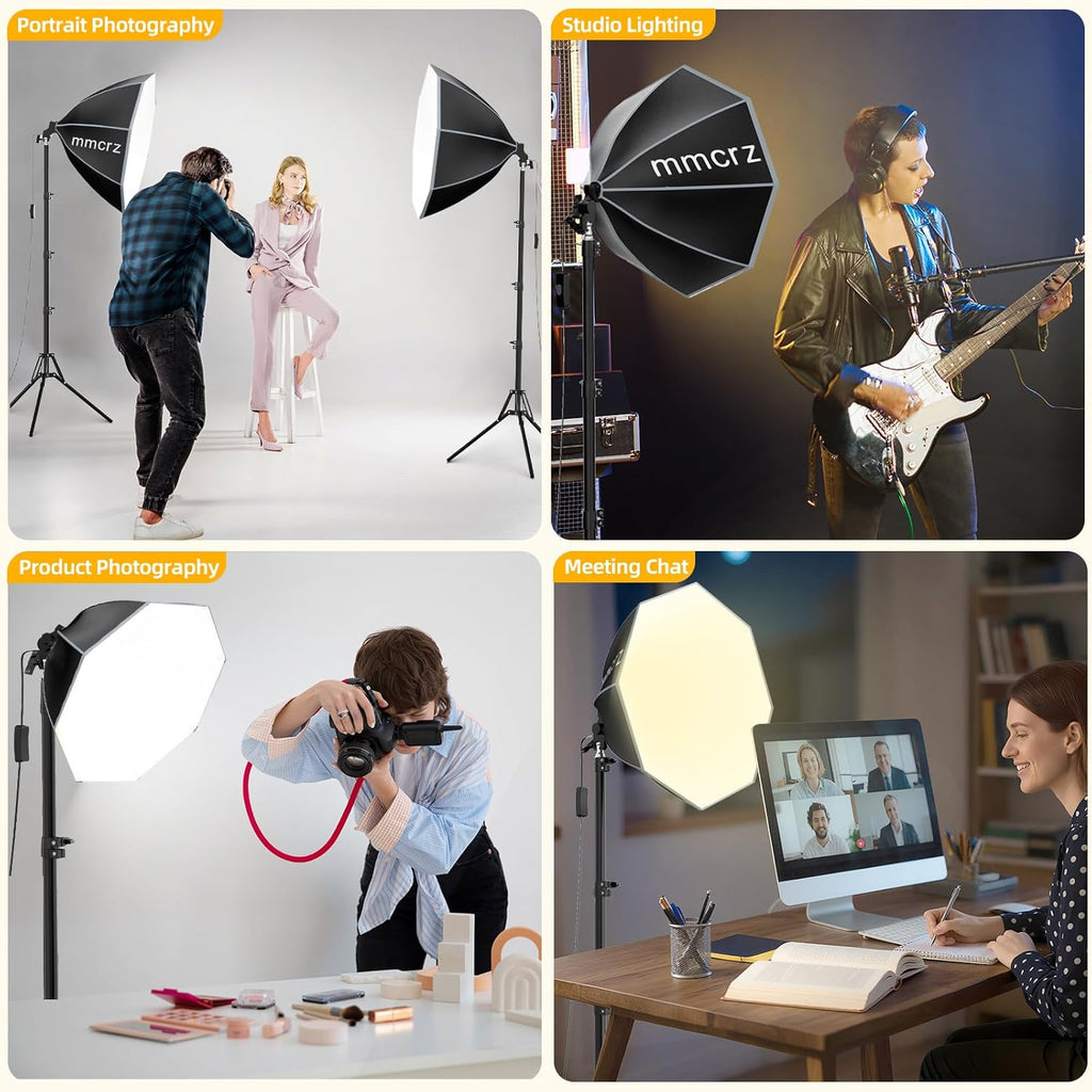 Professional Softbox Lighting Kit, 20'' x 20'' Studio Lights with 85W 2700-6500K E27 LED Bulbs, Continuous Lighting