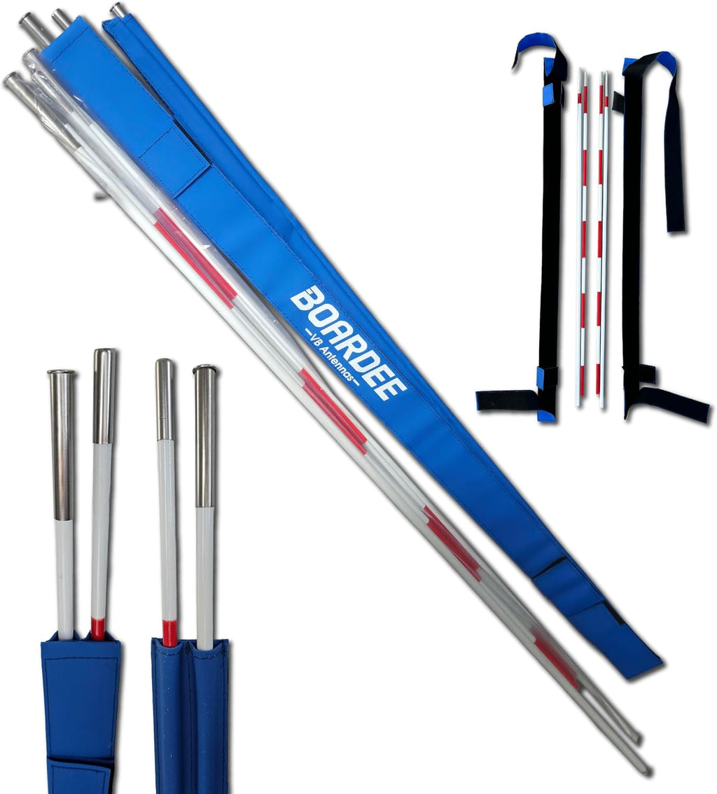 Foldable Volleyball Antenna Set - Durable Tarpaulin Hook-and-Loop Sleeves with Collapsible Fiberglass Antennas