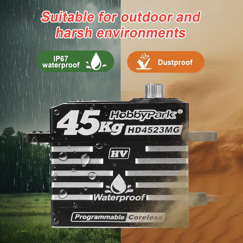Waterproof 45KG Servo Coreless Motor 8.4V HV Servo High Torque Servo Full Metal Gear RC Servo Programmable for 1/8