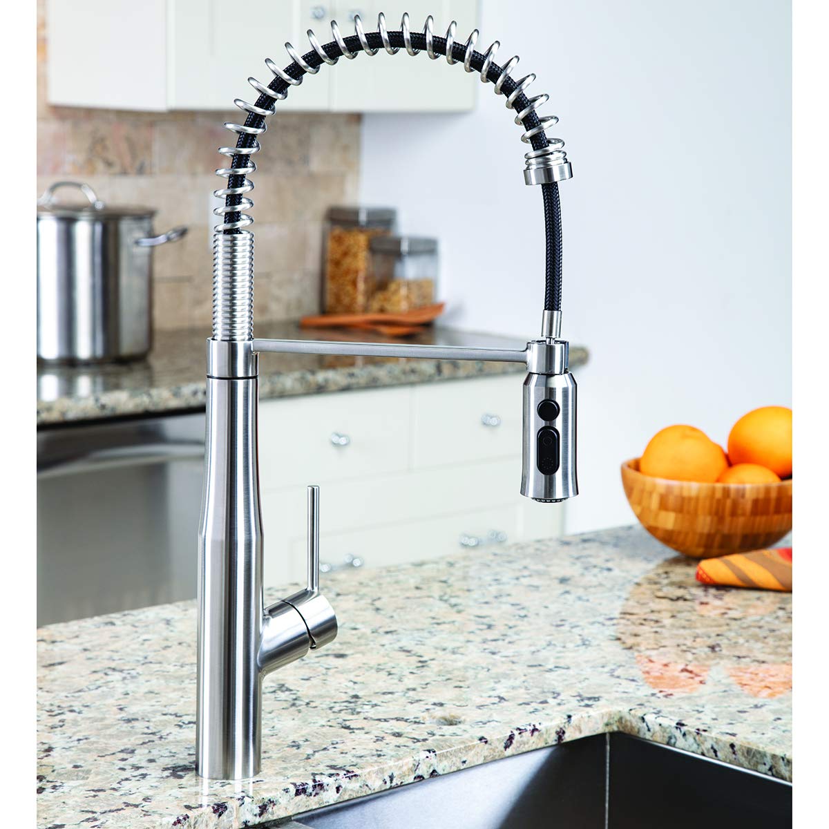 SB-1043-SS Neo Spring Kitchen Faucet with Pull Down Sprayer, Stainless