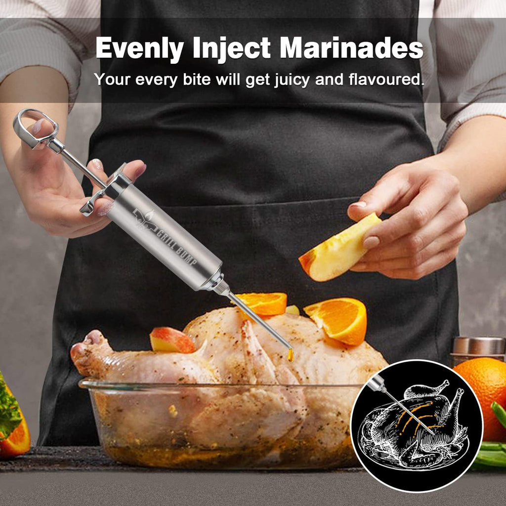 Meat Injector Syringe Kit with 3 Professional Marinade Injector Needles and Travel Case for BBQ Grill Smoker, Turkey