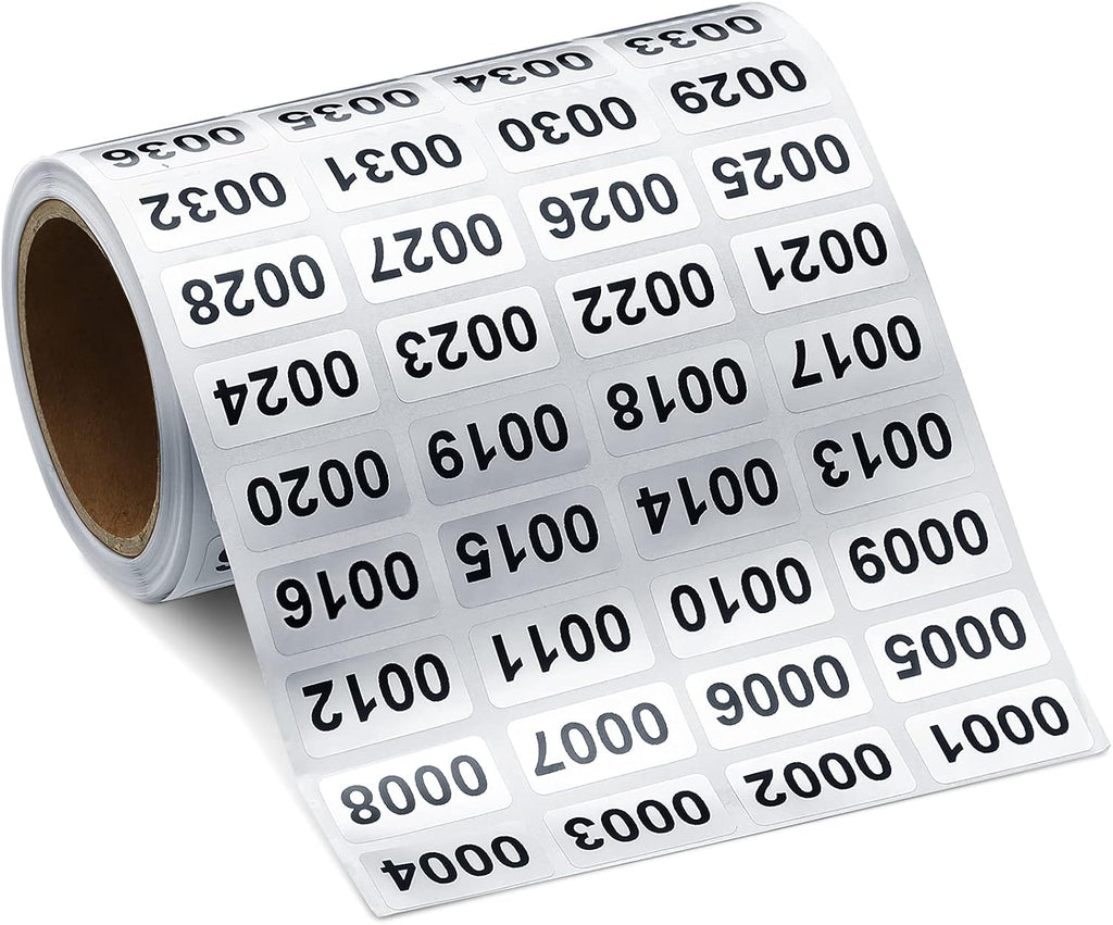 Inventory Labels Consecutive Number Stickers 001-2000, Silver