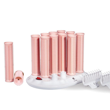 Hot Rollers, 12-Piece Long Set with Claw Clips, Pink Sands | Hands-free volumizing curls & waves; ideal for