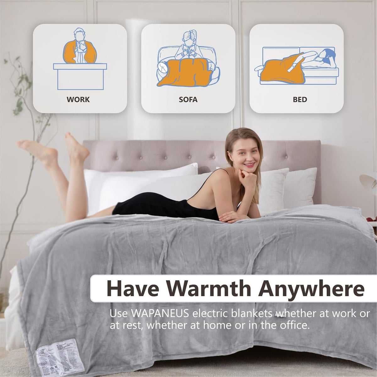 Heated Blanket Electric Queen Size 84"x90"-Dual Control with 10 Heat Levels 12 Timer Settings and 8 Hours Auto-Shut