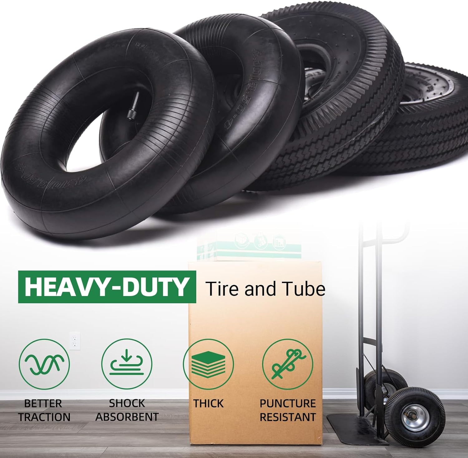 (2 Pack) AR-PRO 10" Heavy-Duty Replacement All-Purpose Utility Tire and Tube - 4.10/3.50-4" Pneumatic Tires with 10"