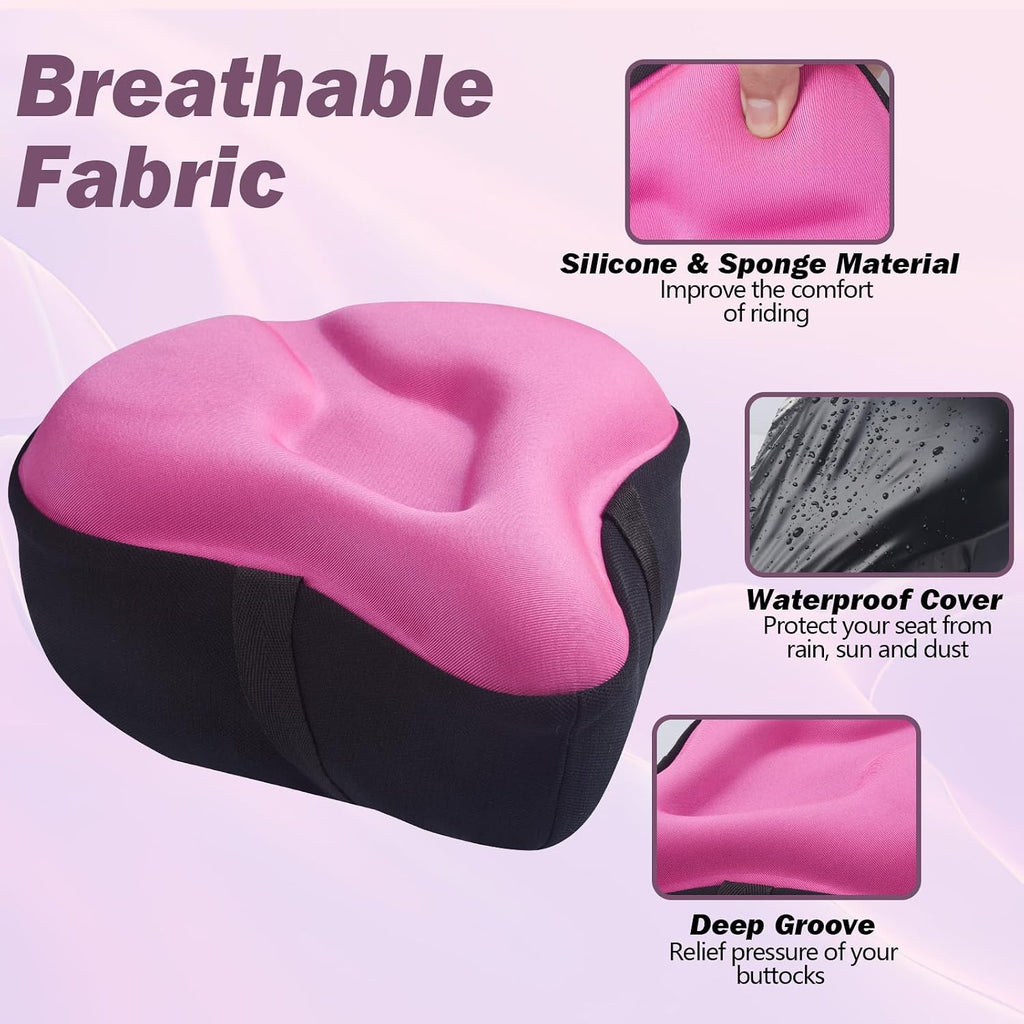 Zacro Bike Seat Cushion - Gel Padded Cover for Men Women Comfort, Extra Soft Exercise Bicycle Compatible with Peloton, Stationary or Cruiser Seats