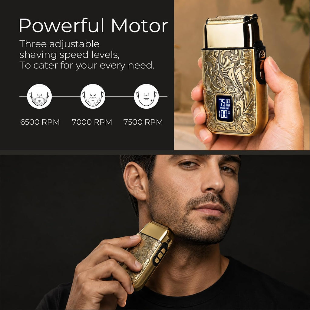 Foil Shaver for Men, Electric Razor, Face Shaver | Handles 1–2 mm Stubble, 3-Speed Motor for Coarse Thick Hair, Works