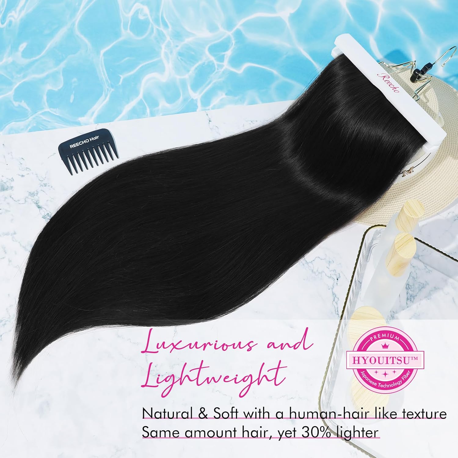 28" Straight Super Long 4 PCS Set Thick Clip in on Hair Extensions Natural Black