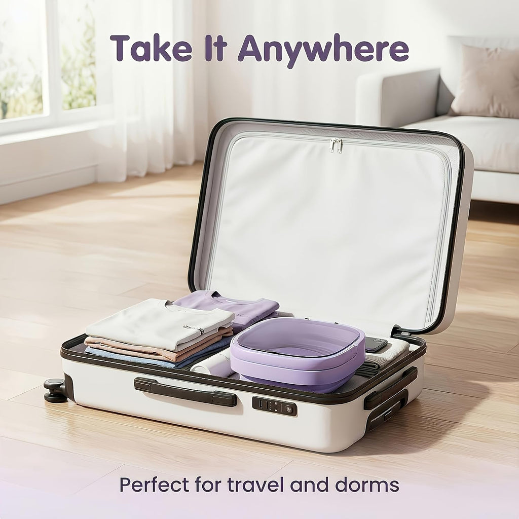 Portable Washing Machine, Mini Washer and Spin-Dryer With Folding Hanger, Compact Laundry Machine of Underwear, Baby