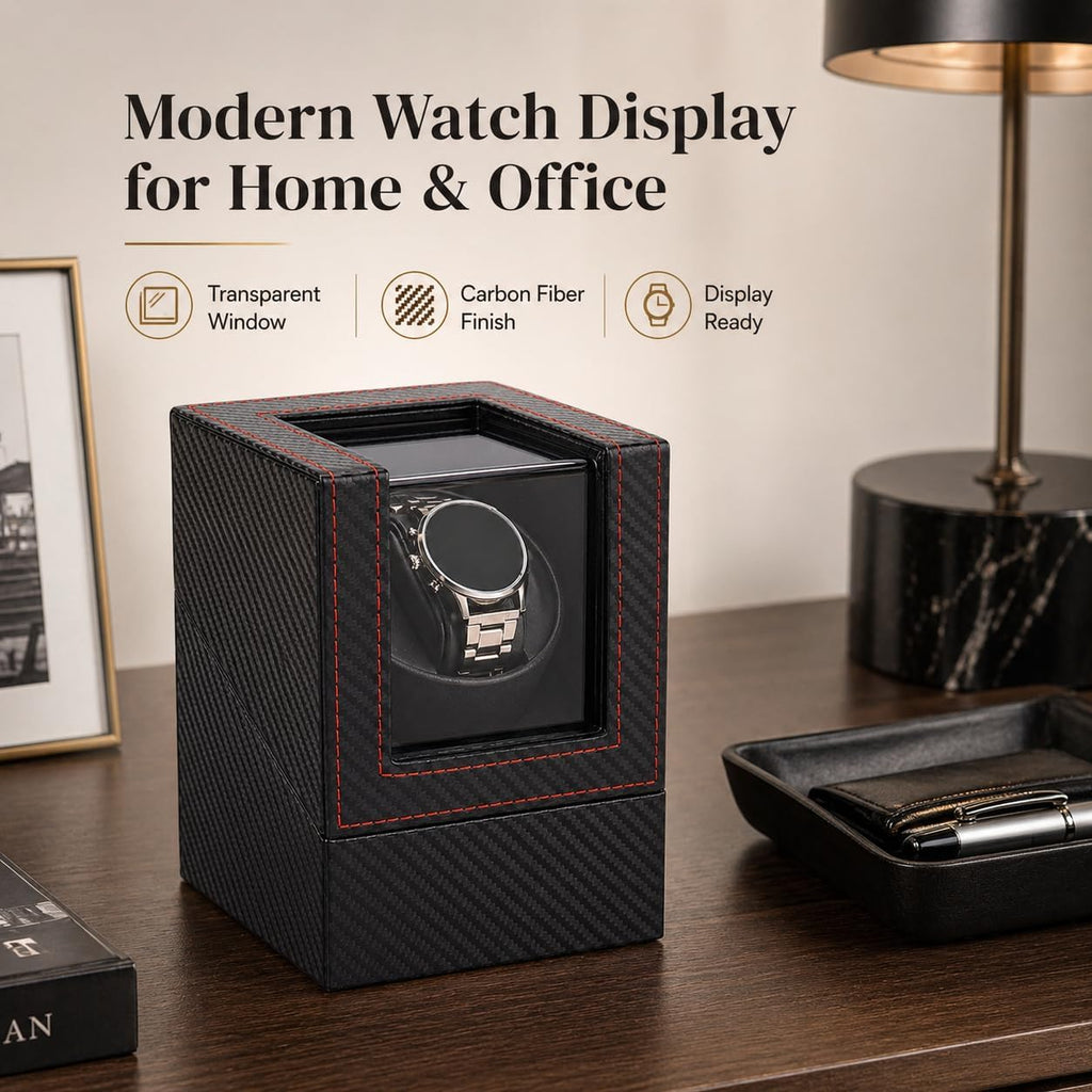 Automatic Watch Winder for Automatic Watches, Single Watch Winder Box with Quiet Motor, Wooden Watch Winder Case with