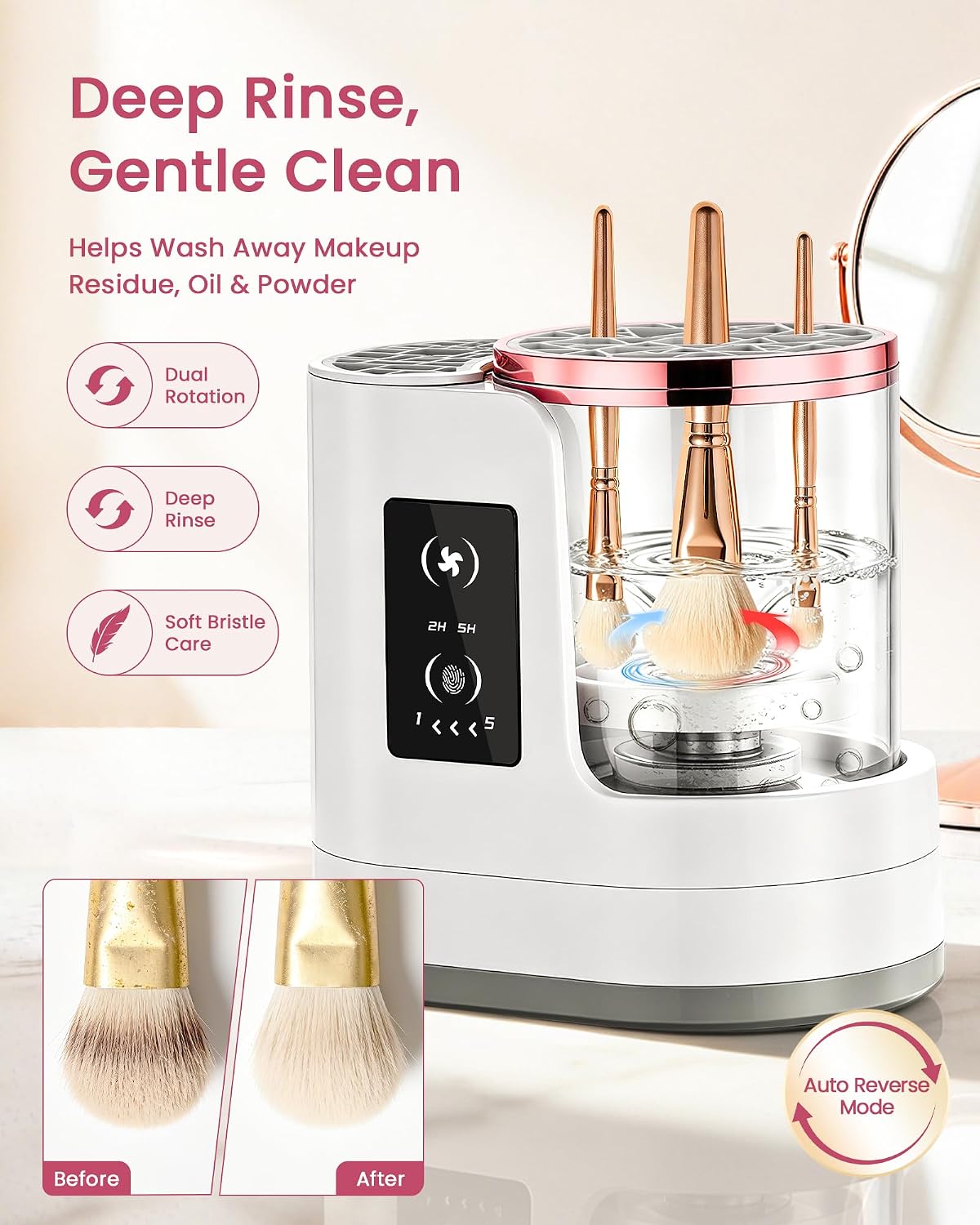 3-in-1 Electric Makeup Brush Cleaner Machine with Automatic Cleaning and Drying Holder, USB Powered Cosmetic Brush