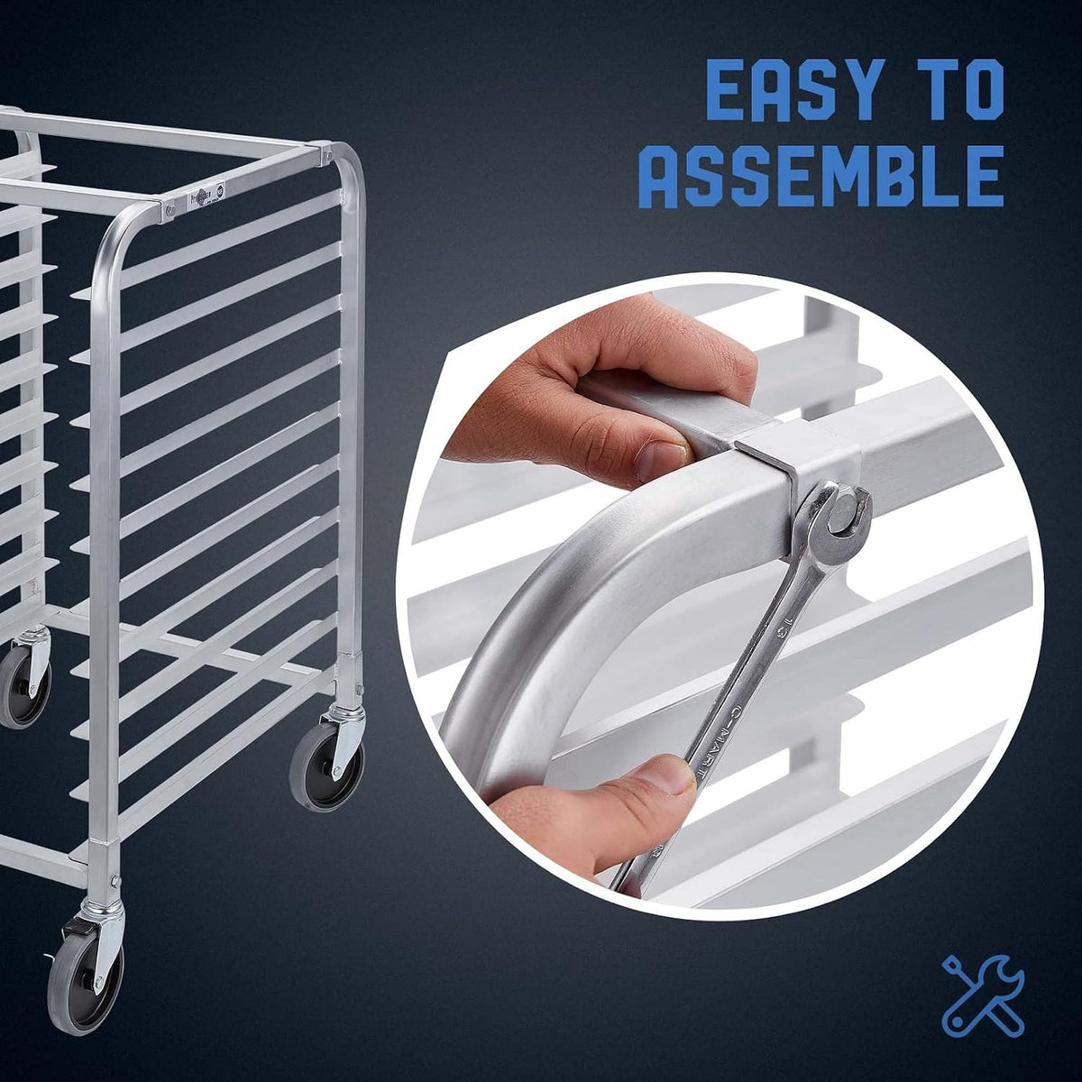 10-Tier Bun Pan Rack, Aluminum Sheet Pan Bakers Rack with Wheels