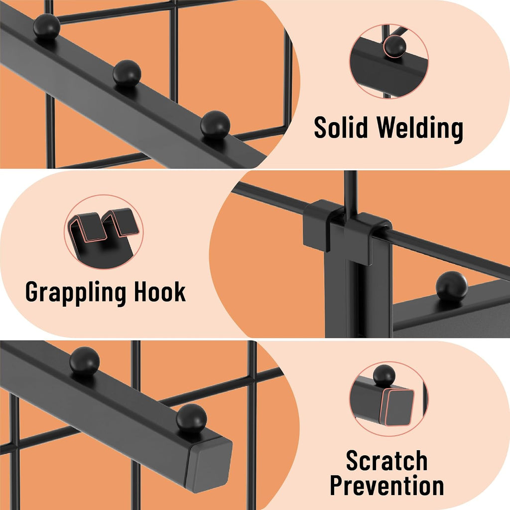 10 Pack 12 Inch Gridwall Waterfall Hooks with 6 Ball Faceouts | 22 lb Capacity Clothing Hangers for 3 x 3 Inch Wire