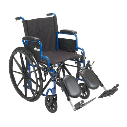 Blue Streak Foldable Wheelchair, Leg Rests, 18" Seat