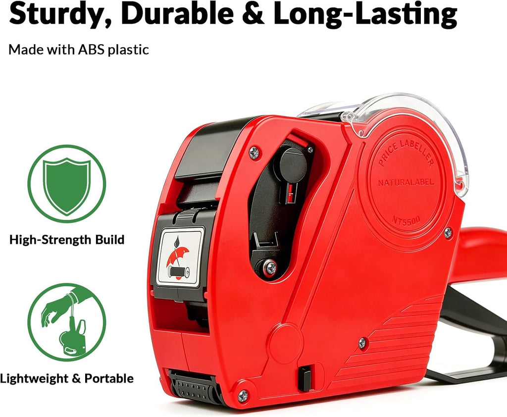 1-Line 8-Digit Price Gun Kit (Model NT5500, Red) | Kit includes price gun, price labels, ink roller, instruction manual
