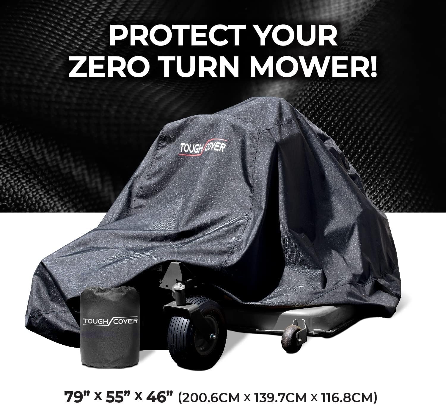 Zero Turn Mower Cover - 600D Fabric, Black - Waterproof UV Defense & Wind Resistance for Outdoor Use - Heavy-Duty