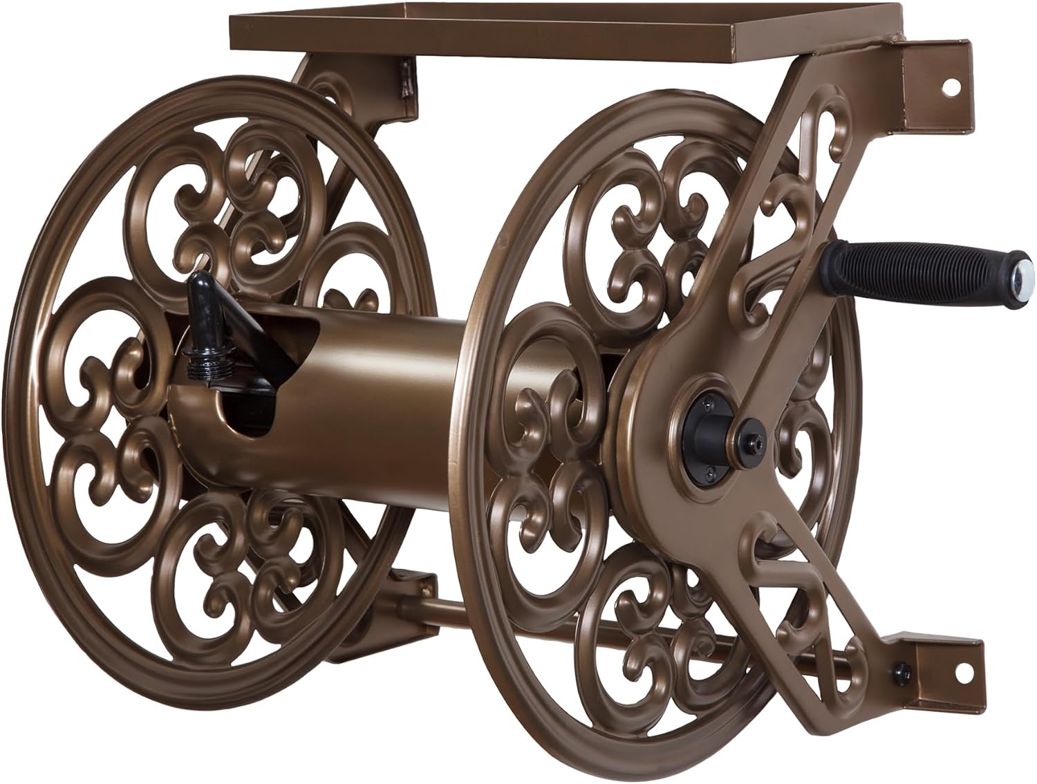 708 Steel Decorative Wall Mount Garden Hose Reel, Holds 125-Feet of 5/8-Inch Hose - Bronze