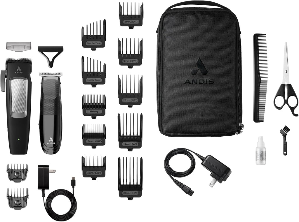 561506 inCRED Cordless Clipper & T-Blade Trimmer Combo, 23-Piece | Titanium-coated stainless blade adjusts 000-1