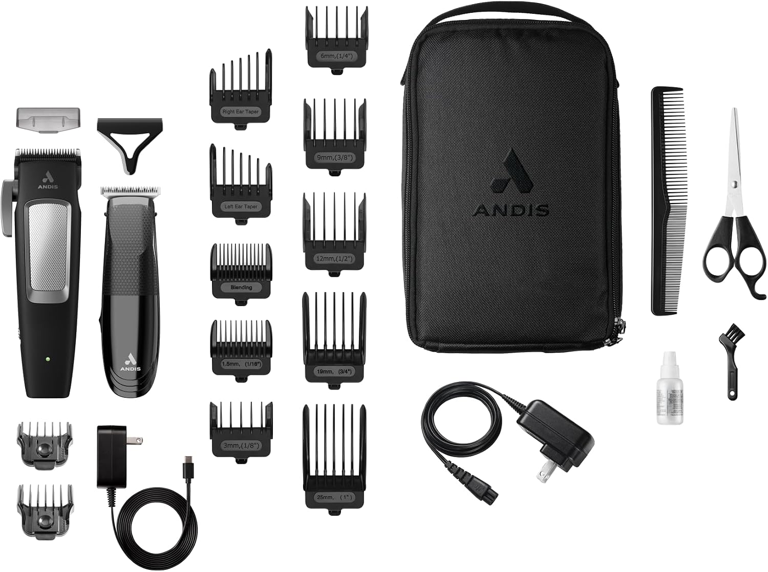 561506 inCRED Cordless Clipper & T-Blade Trimmer Combo, 23-Piece | Titanium-coated stainless blade adjusts 000-1