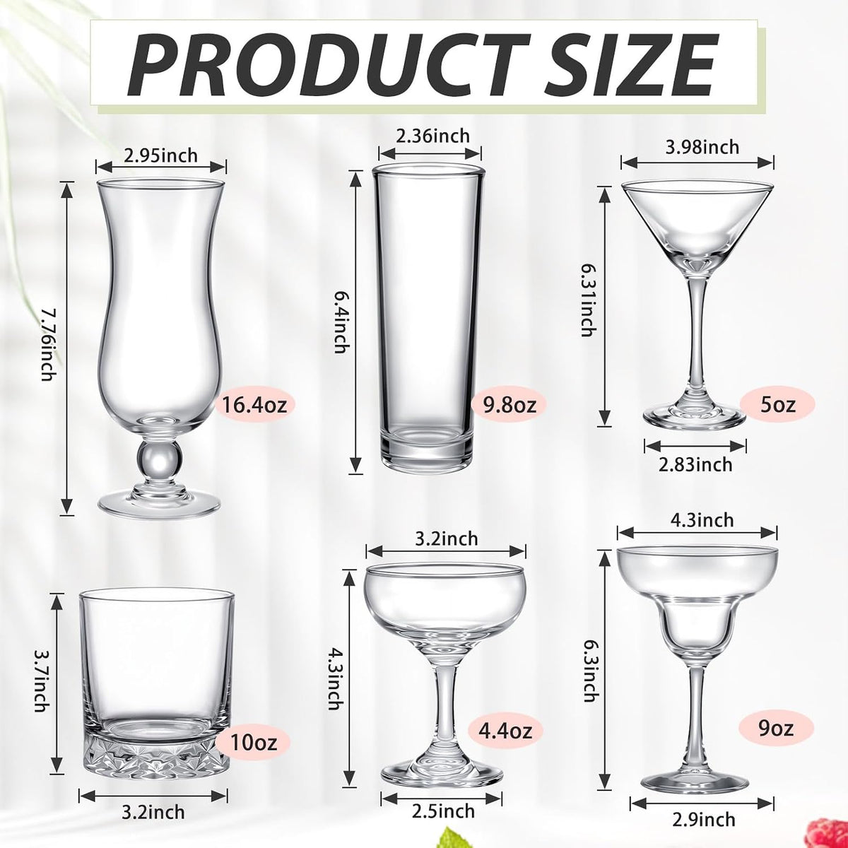 6 Set Cocktail Glasses Mixed Drinkware,6-piece Variety Set