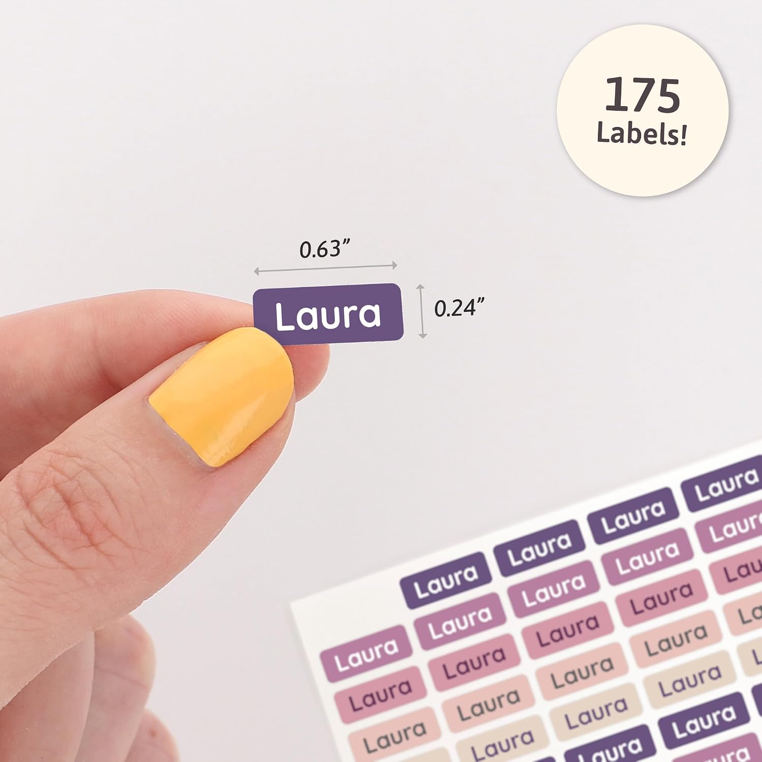 Mini Name Labels (175) - Custom Personalized Name Labels for Labeling Tiny Items, Washer and Dryer-Safe Waterproof