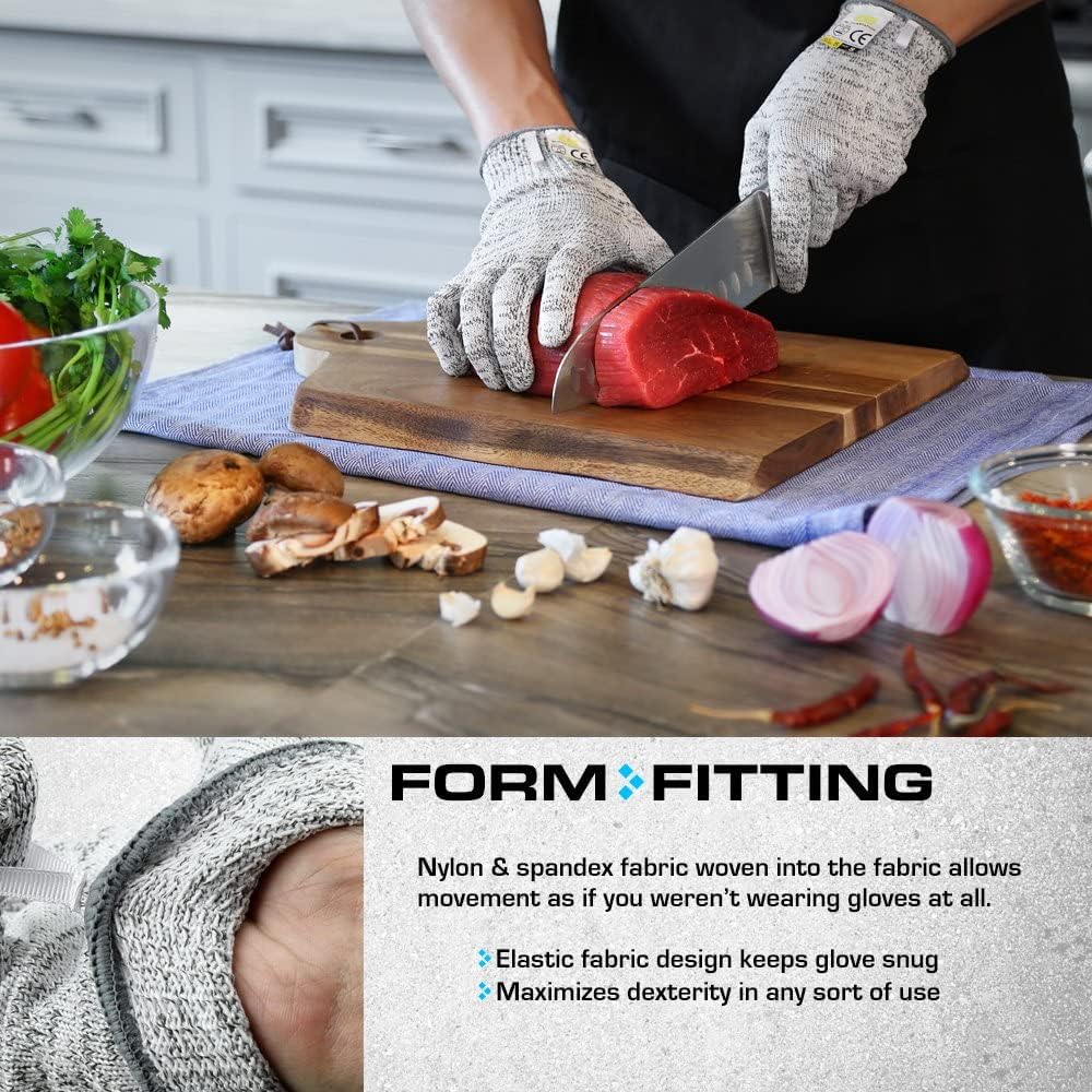 Cut Resistant Gloves, Level 5 HPPE, Steel/Silver, XL