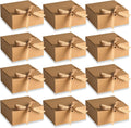 12 Pcs Gift Boxes with Lids, 4.5" x4.5"x2" Present Boxes Square Gift Box with Champagne Wrap Ribbons, Gift Wrap Boxes