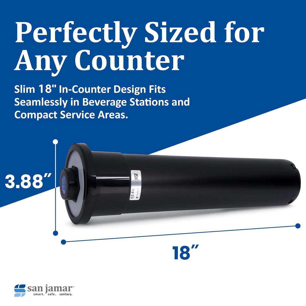San Jamar Ez-Fit Surface Mount Cup Dispenser Fits 8-46 Oz Cups with Interchangeable Gaskets for Restaurants, Dining