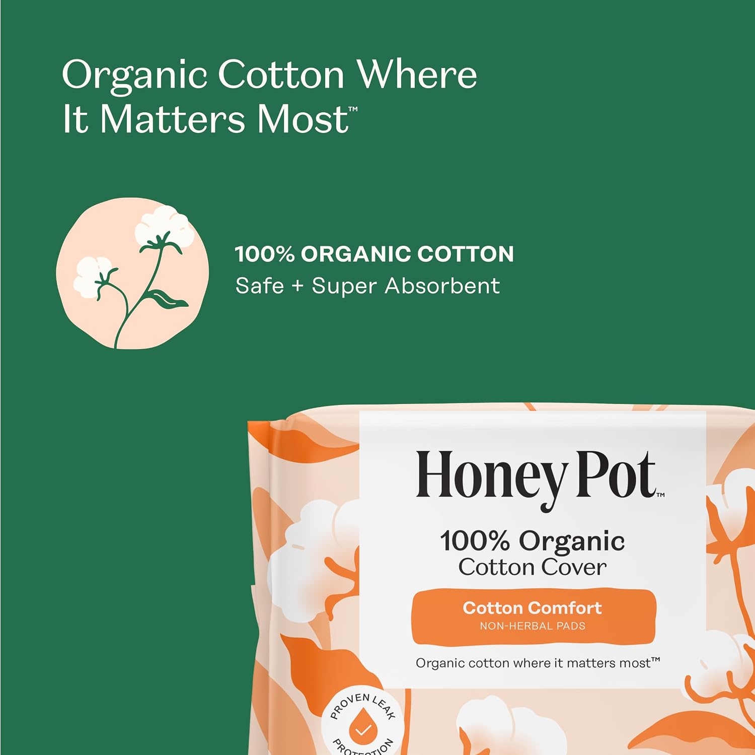 Cotton Comfort - Regular Pads for Women | Non-Herbal - Organic Cotton Cover - Menstrual Pads w/Wings - No Fragrance &