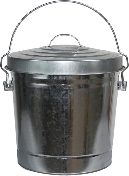 6 Gallon Metal Bird Seed Storage Can with Locking Lid Rodent Proof Galvanized Feed Bin for Bird or Chicken Food Bucket