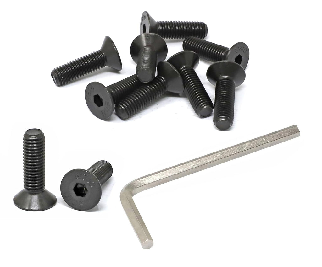 iexcell 10 Pcs M10 x 35mm Thread Pitch 1.5 mm Alloy Steel 12.9 Grade Hex Socket Flat Head Cap Screws Bolts Kit, Black Oxide Finish