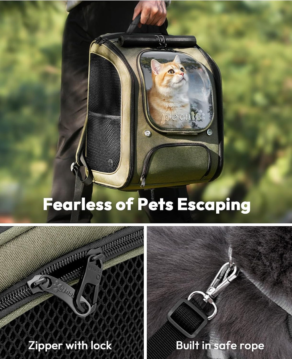 Cat Backpack Carrier,Large Space Cat Bubble Backpack,Ergonomic,Green
