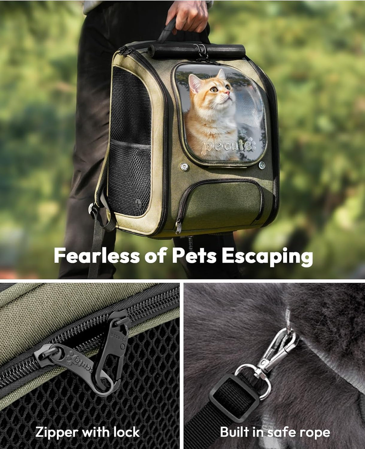 Cat Backpack Carrier,Large Space Cat Bubble Backpack,Ergonomic,Green