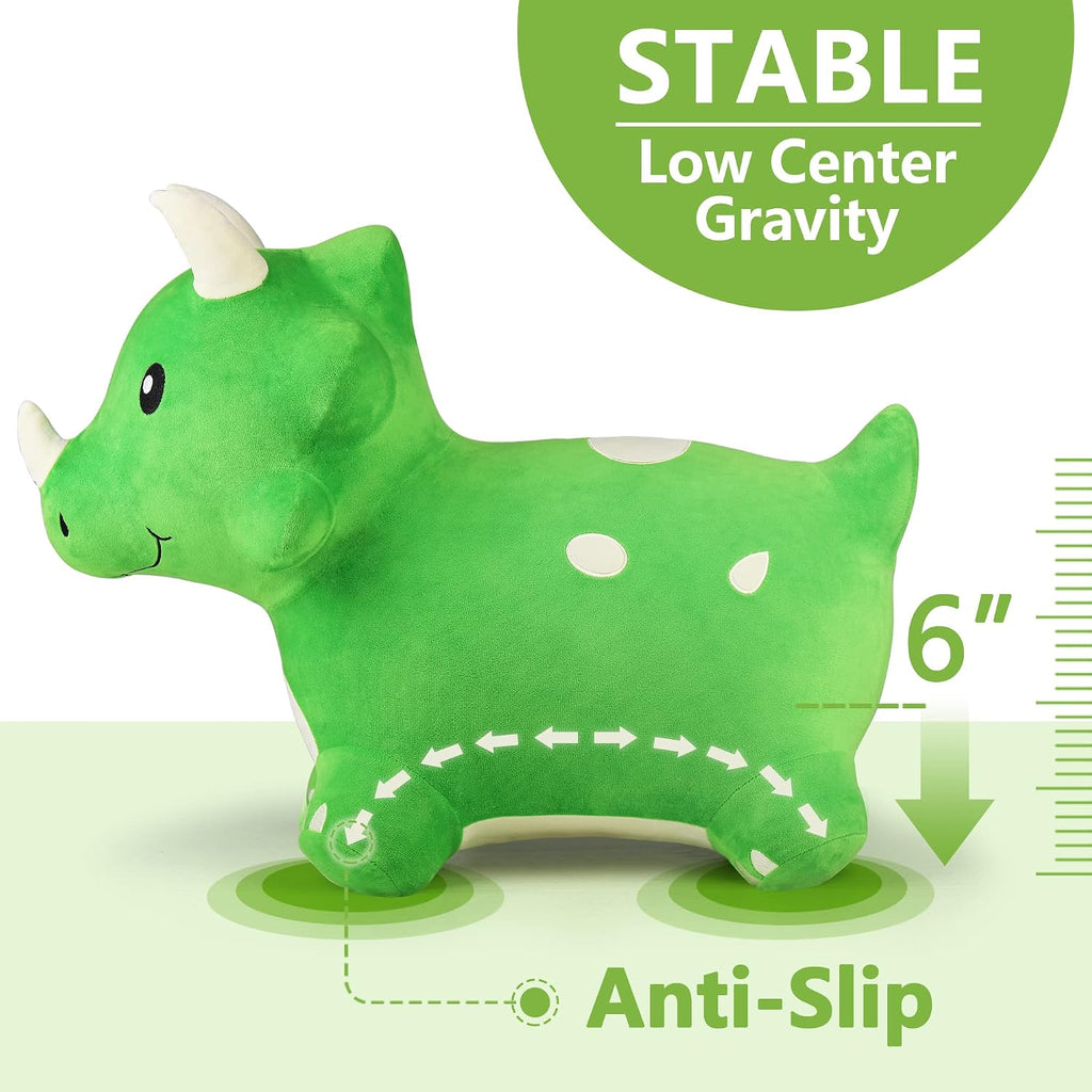 Bouncy Pals Dinosaur Hopper Toy 2 Year Old Boy, Toddler Plush Bounce Animals, Ride on Bouncing Triceratops for Kids