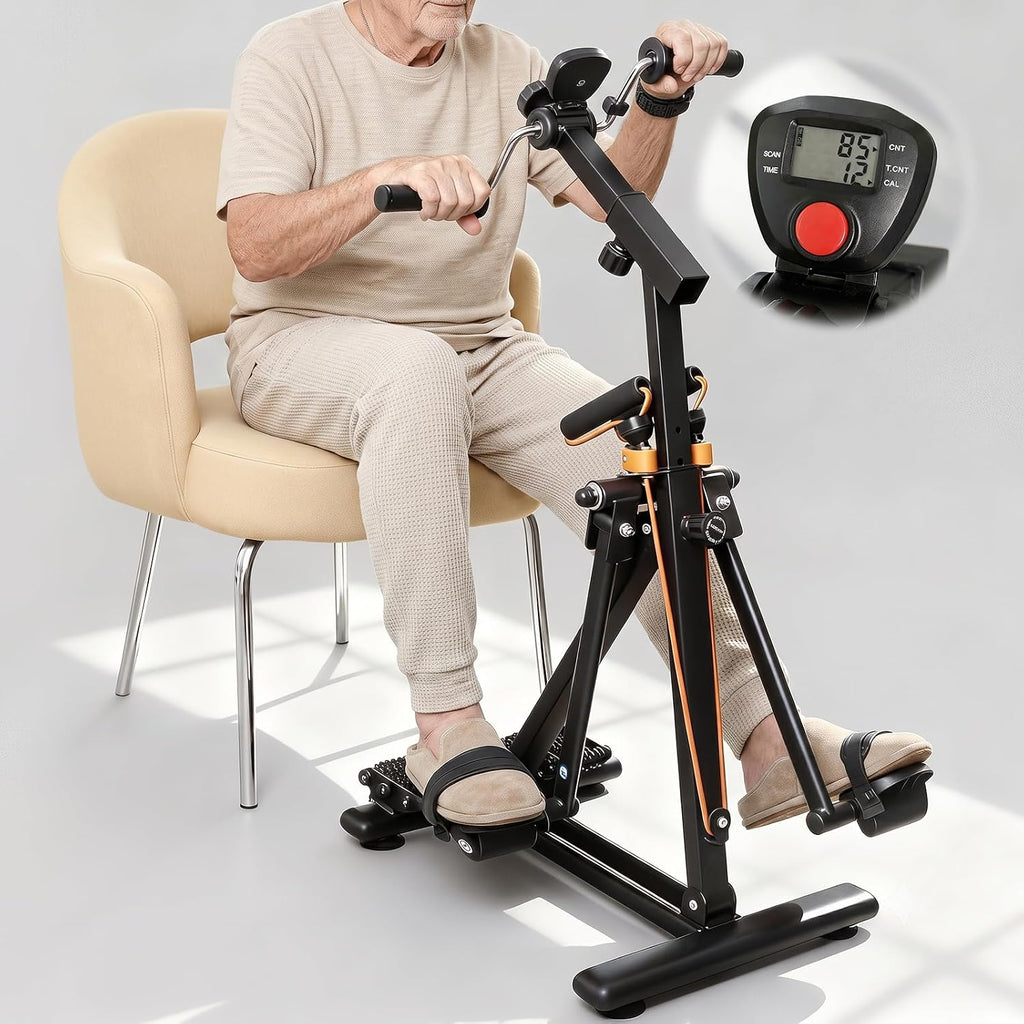 Arm and Leg Pedal Exerciser for Seniors - Seated Pedal Exerciser with Leg Swing Exercise, Arm Rope Pull Exercise&Foot