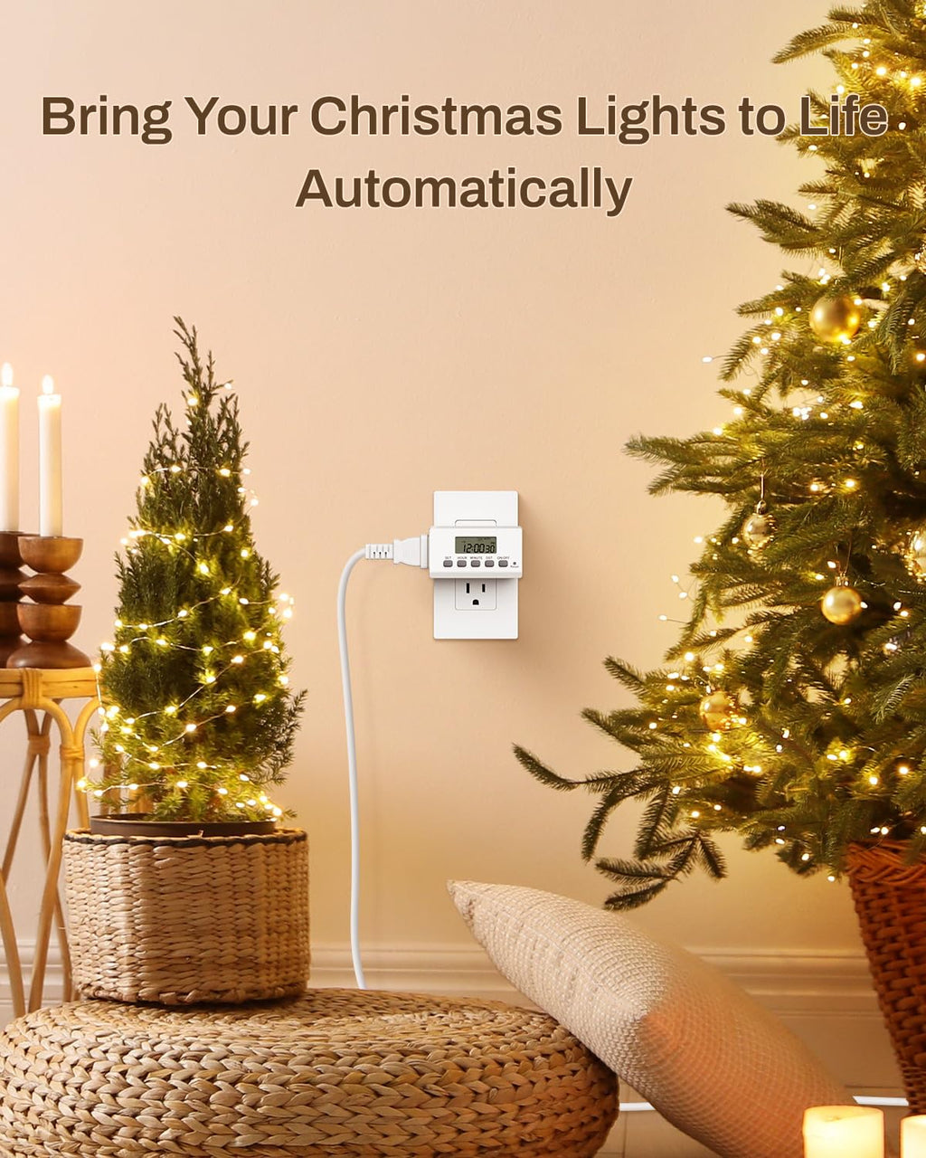 Indoor 24H Programmable Digital Timer Outlet, Slim 1 Outlet, 4 Pack