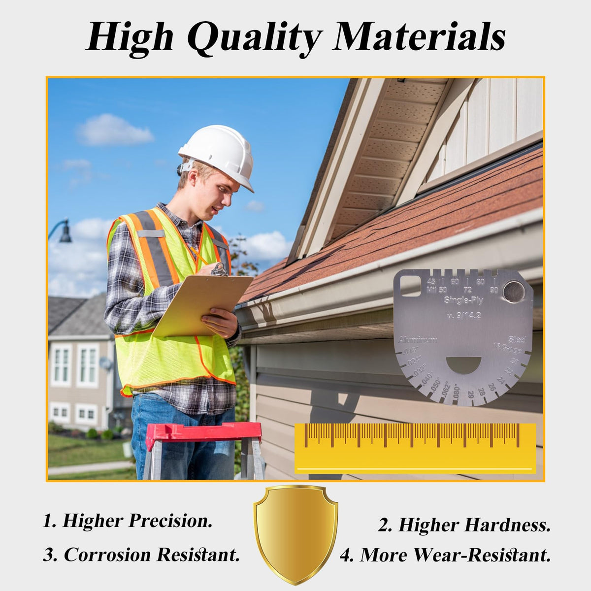 Panel & Membrane Gauge Shingle, Roofing Thickness Measuring Tool