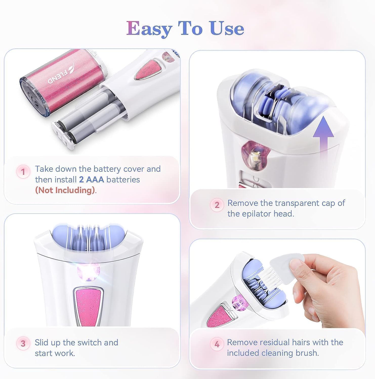 Epilator for Women, Mini Epilators Hair Remover for Women with LED Light, Smooth Hair Removal, Suitable for Face