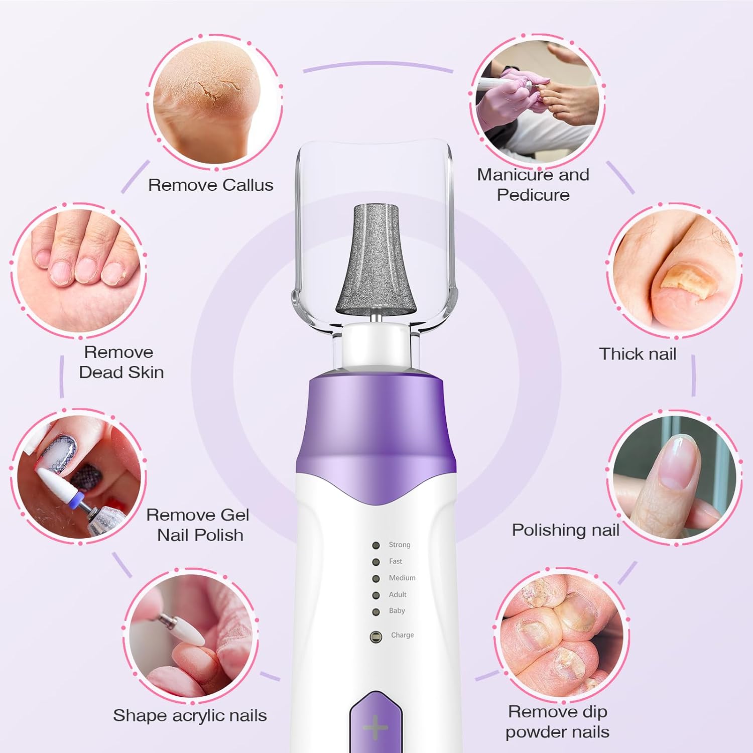 Professional Electric Nail Drill 2000mAH Portable Cordless Electric Nail File 10 in 1 Manicure Pedicure Kit ,5-Speeds