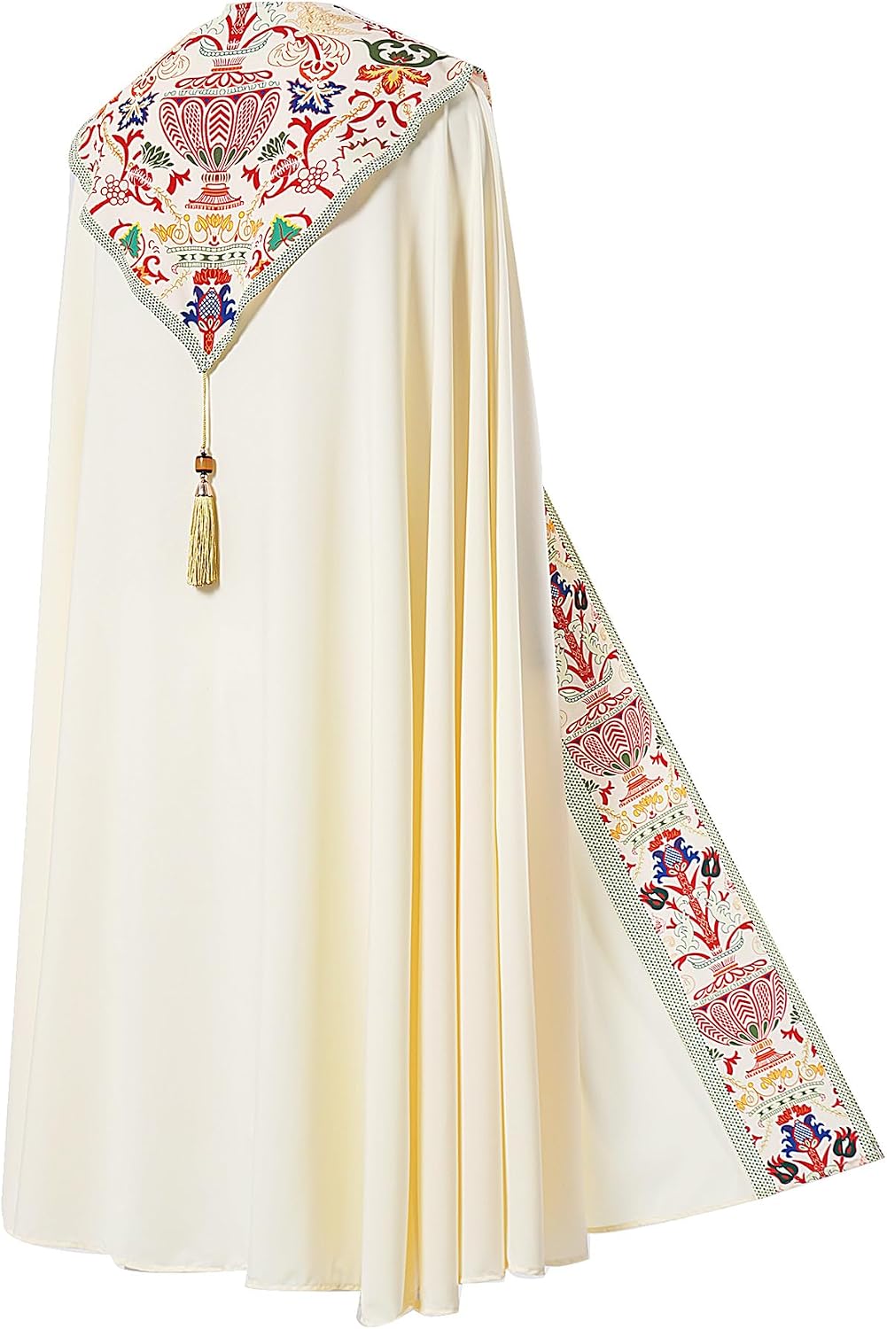Catholic Clergy Chasuble with Tassel Pendant, Unisex Church Priest Vestments Celebrant Cope Mass Robe, 4 Colors