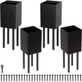 4x4 Post Base Holder Ground Spike Use for Concrete Deck - Post Anchor Brackets Metal Black Powder Coated 4 Inches x 4