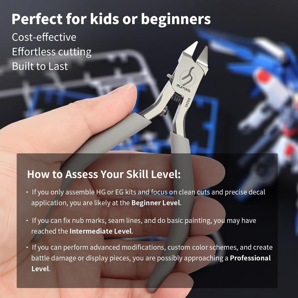 Model Nipper, Single Blade Sprue Cutter for Plastic Model Kits | Chromium-vanadium steel, ultra-thin single blade