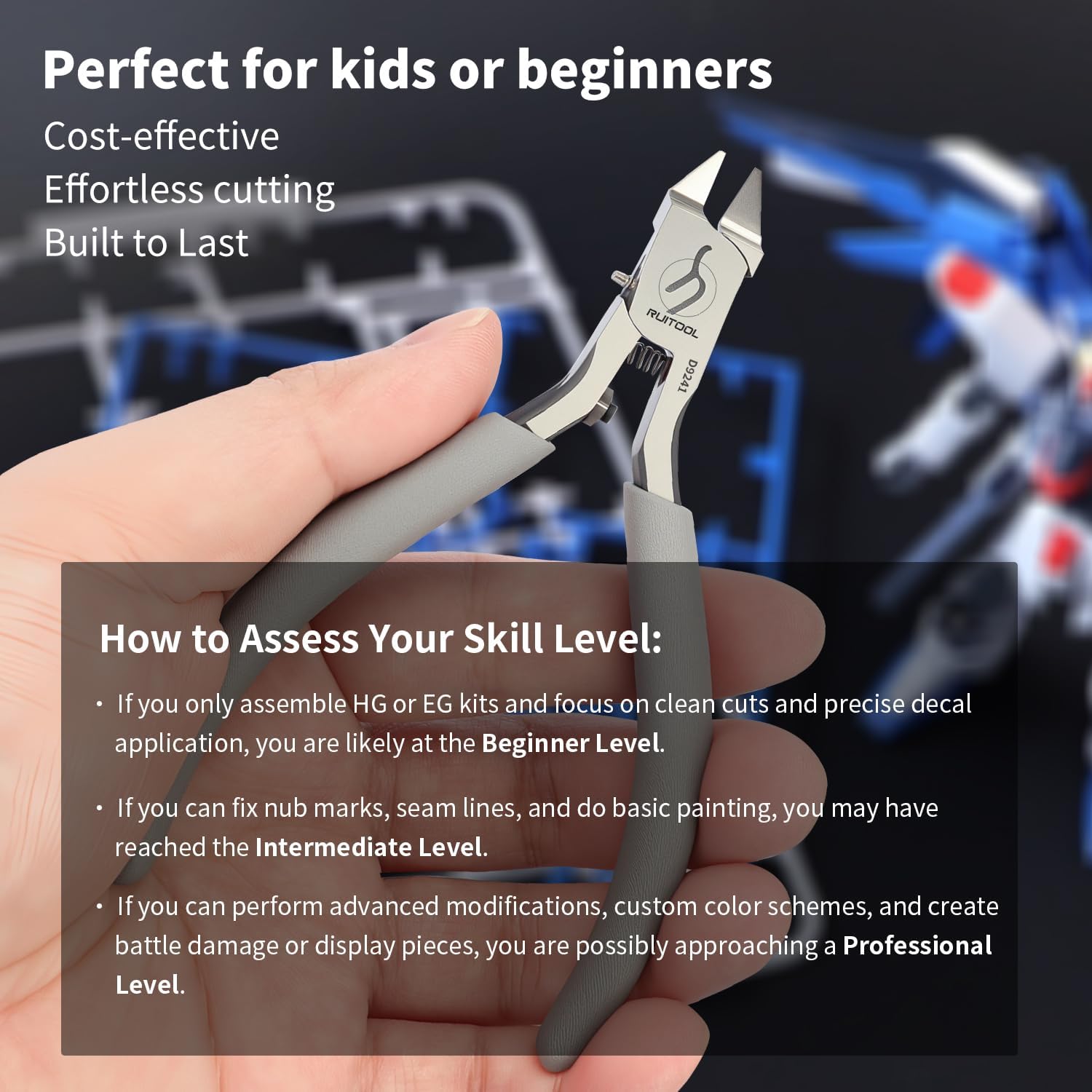 Model Nipper, Single Blade Sprue Cutter for Plastic Model Kits | Chromium-vanadium steel, ultra-thin single blade