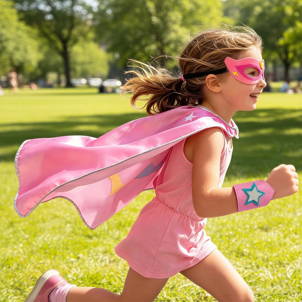 Star Superhero-Cape and Mask for Kids, Super-Hero-Costumes for Girls Boys Dress Up Toys Birthday Gifts